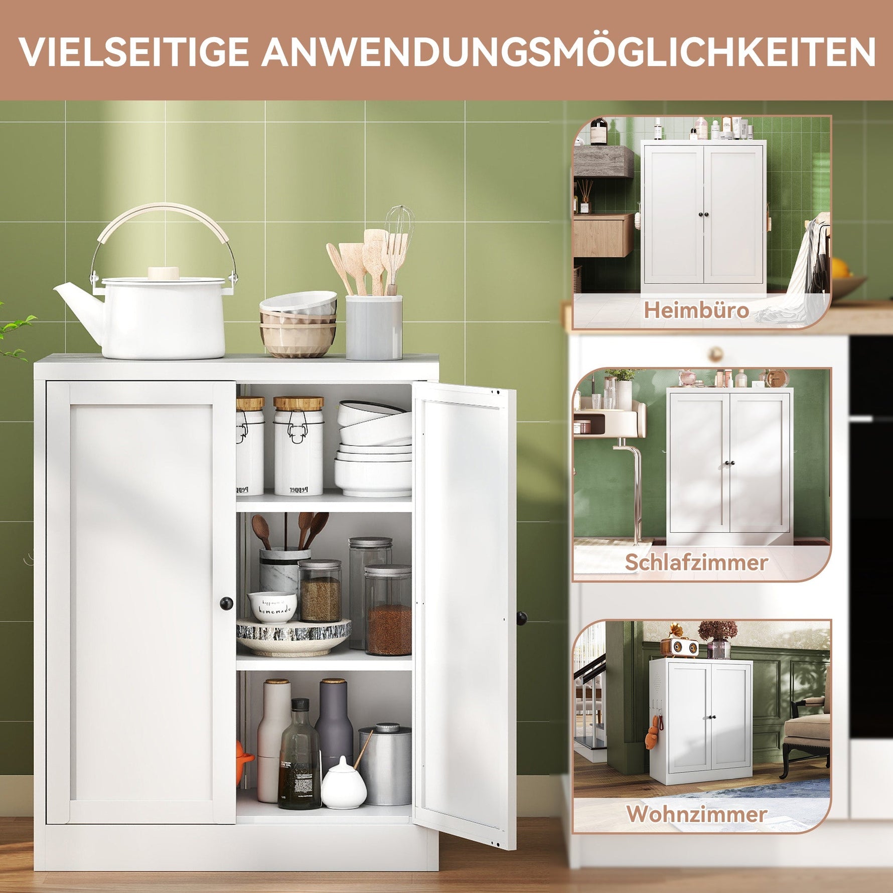 Freestanding Storage Shelf 88cm High, Height-Adjustable Shelves, Metal White