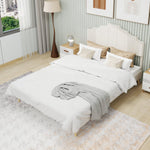 Modern Soft Bed 160x200cm Comfortable Headboard - Beige
