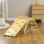 Children's Climbing Set, 4-in-1 Design with Arched Bridge, Rocking Swing, Cushion and Slide, Wood