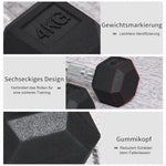 Hexagon Dumbbells Set of 2, Knurled, Rubber Black