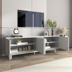 TV Cabinet, 175x38x56 cm Adjustable Shelves Lowboard, White