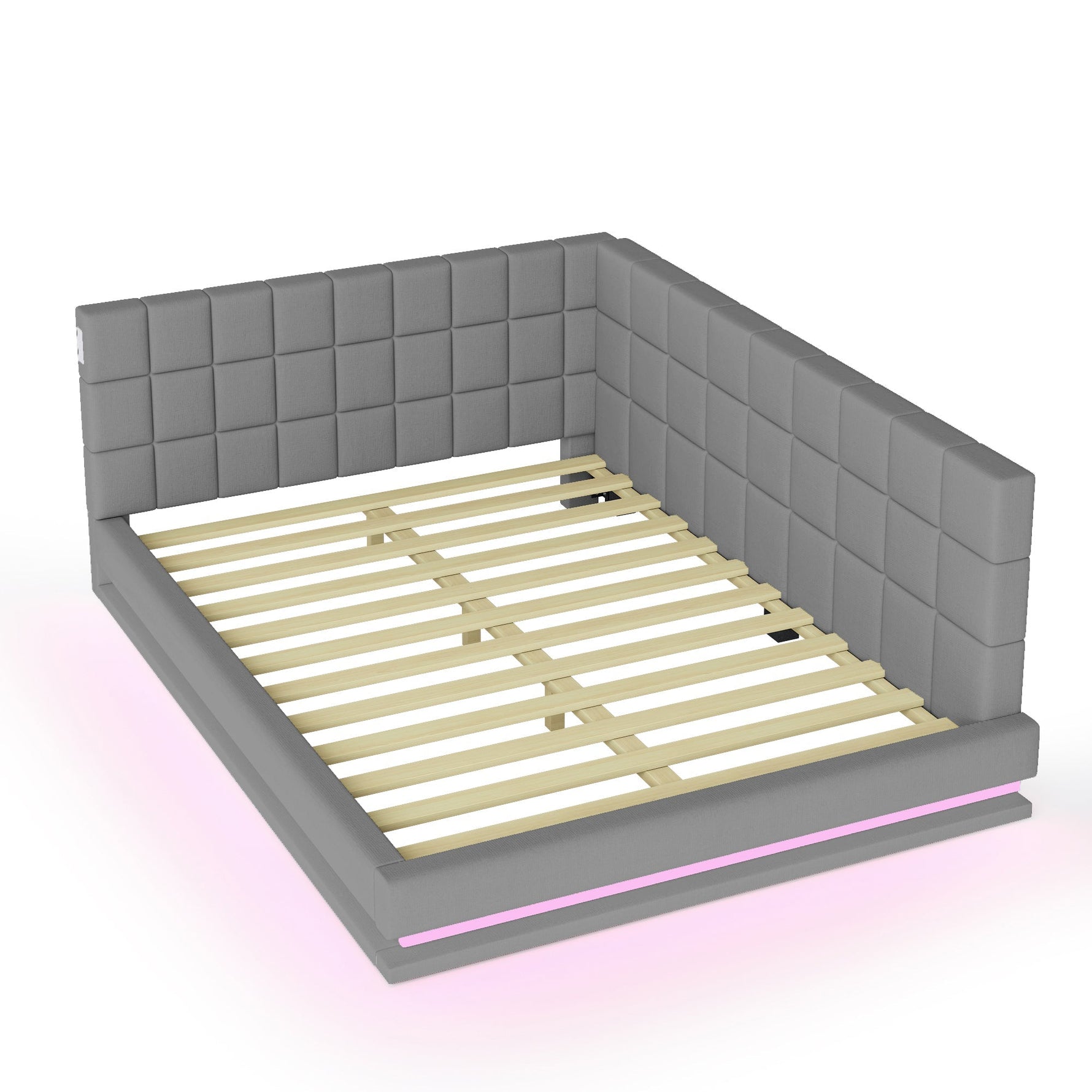 Upholstered Sofa Bed, 140x200 Multifunctional with LED & USB, Gray Velvet