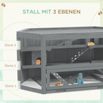 Rodent Cage, 3-Tier Hexagonal with Ramp, Wood Gray