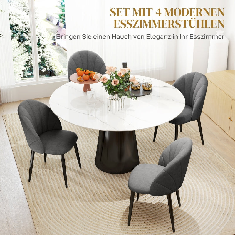 Dining Chairs, Set of 4 Armless Steel Legs, Velvet Look Grey