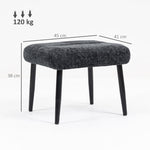 Ottoman Soft Cushion Steel Legs Chenille - Dark Grey