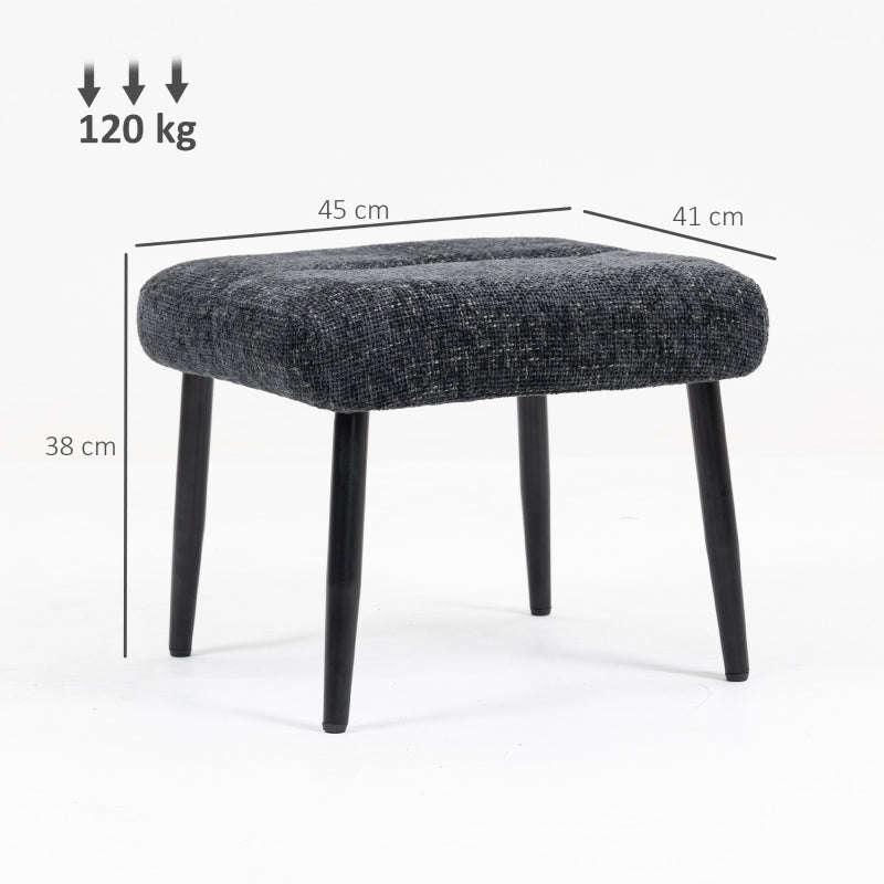 Ottoman Soft Cushion Steel Legs Chenille - Dark Grey