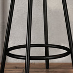 Bar Table with Bar Stool Set, 3-Piece, 3 Shelves, 2 Stools, Modern Style, Steel/Oak