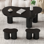 Irregular Bench Coffee Table, 2 Small Stools 16x42x24.5cm, Black