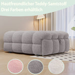 Upholstered Bed 2-in-1 Footstool Pull-Out Single Sofa Teddy Fabric Grey
