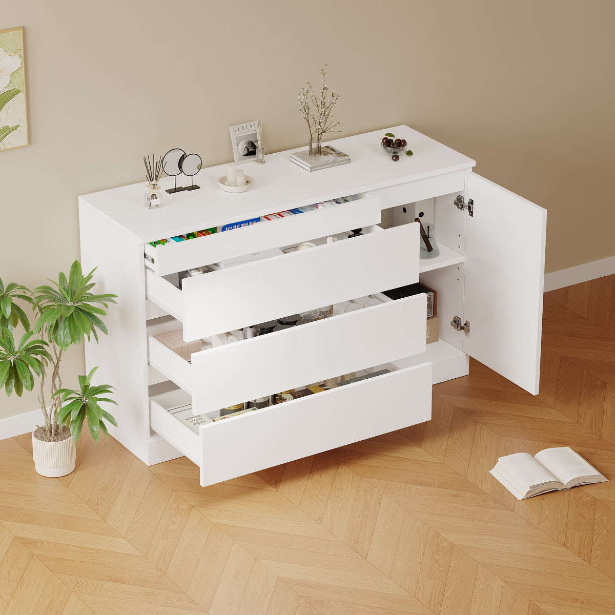 Bedroom Chest of Drawers, Storage Cabinet with Drawers and Hidden Compartments