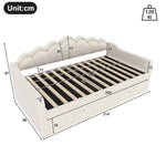 Daybed Sofa Bed 90x200cm Hydraulic Storage LED - Velvet Beige