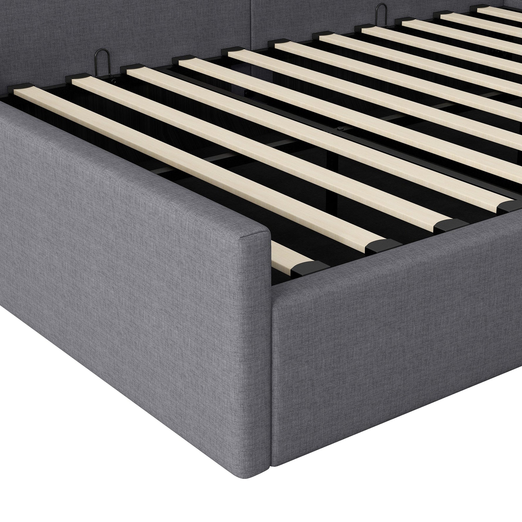 Upholstered Daybed with Underbed Storage, 140x200 cm, Grey