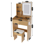 Dressing Table Set with LED Mirror & Power Outlet, Wood