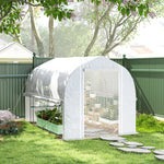 Greenhouse Polytunnel, 3x2x2m, 4 Windows & Door, White