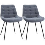 Dining Chairs, Set of 2 Upholstered Velvet, Steel Legs, Grey