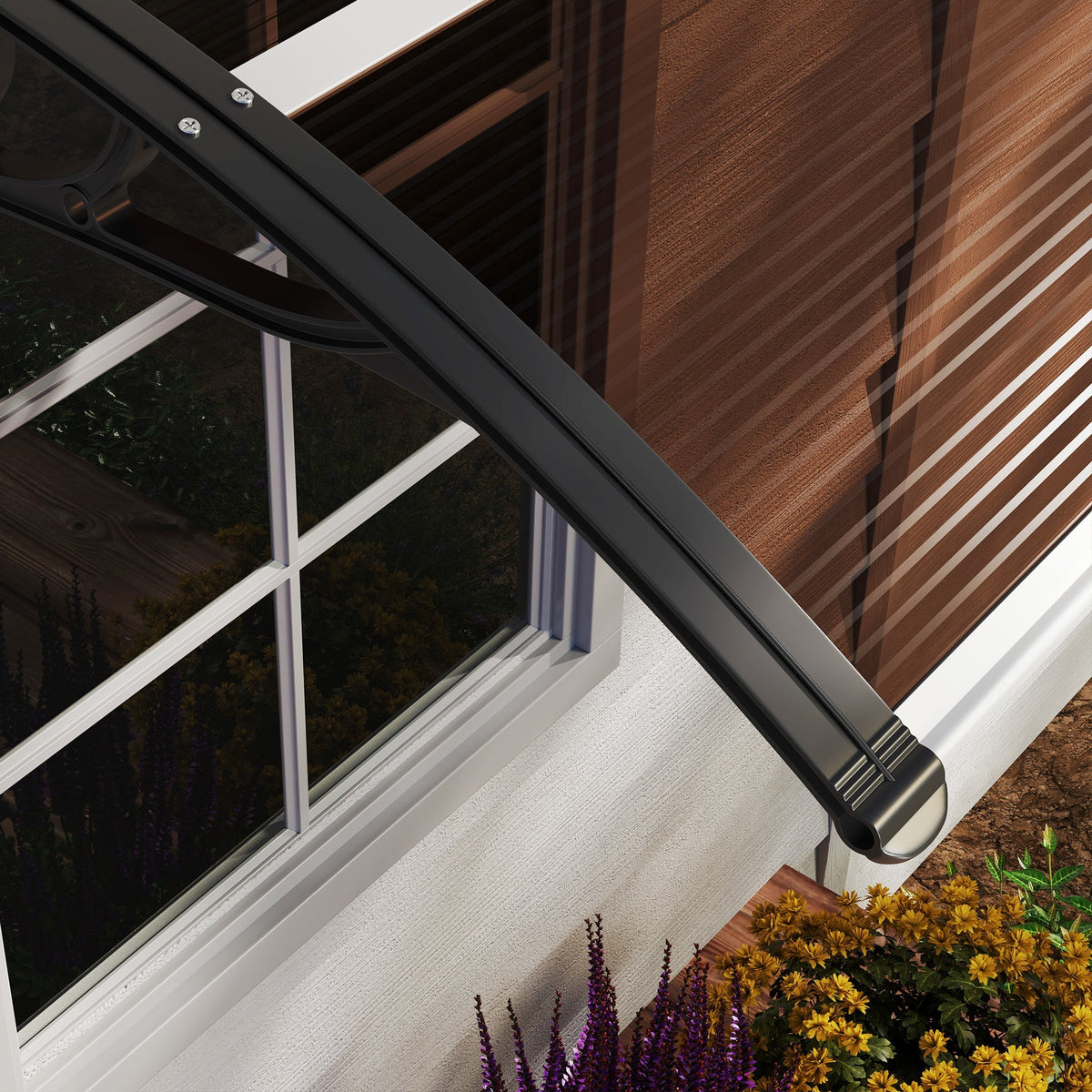 Front Door Canopy Lean-to Polycarbonate Weatherproof 75x100cm, Brown