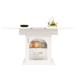 Dining Table, Telescopic Extendable with Storage Levels, White