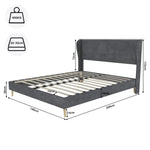 Upholstered Bed, Modern Minimalist with Soft Headboard, 140x200 cm, Grey