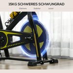 Exercise Bike, Adjustable Seat & Resistance, LCD Display, Heart Rate Sensor, Steel, Yellow