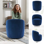 Swivel Accent Chair, Teddy Fabric Barrel Chair, Blue