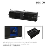 Lowboard TV Stand High-Gloss with LED Lighting 160cm for 65" TV Black