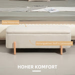 Storage Bench, Upholstered with Safety Hinges & Wooden Legs, Linen Look