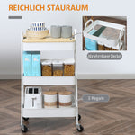 Kitchen Trolley 3-Tier Rolling Cart, Metal Steel White