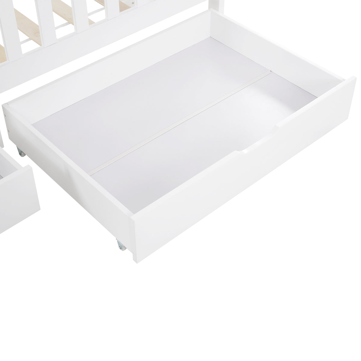 Underbed Storage Drawers, 2-Piece Set with Wheels, White MDF