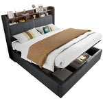 Upholstered Double Bed with USB & LED 180x200cm, Linen
