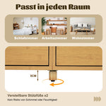 Sideboard 160cm Roman Design Bamboo Shelves 6 Drawers Oak
