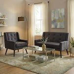 2-Piece Accent Armchair Set with High-Density Foam and Solid Wood Legs, Durable Fabric