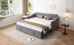 Upholstered Bed Sofa, 2-in-1 Multifunctional with Socket & Storage, Gray Velvet