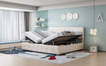 Upholstered Bed 180x200cm, Hydraulic Storage High Box Multifunctional, Beige Velvet
