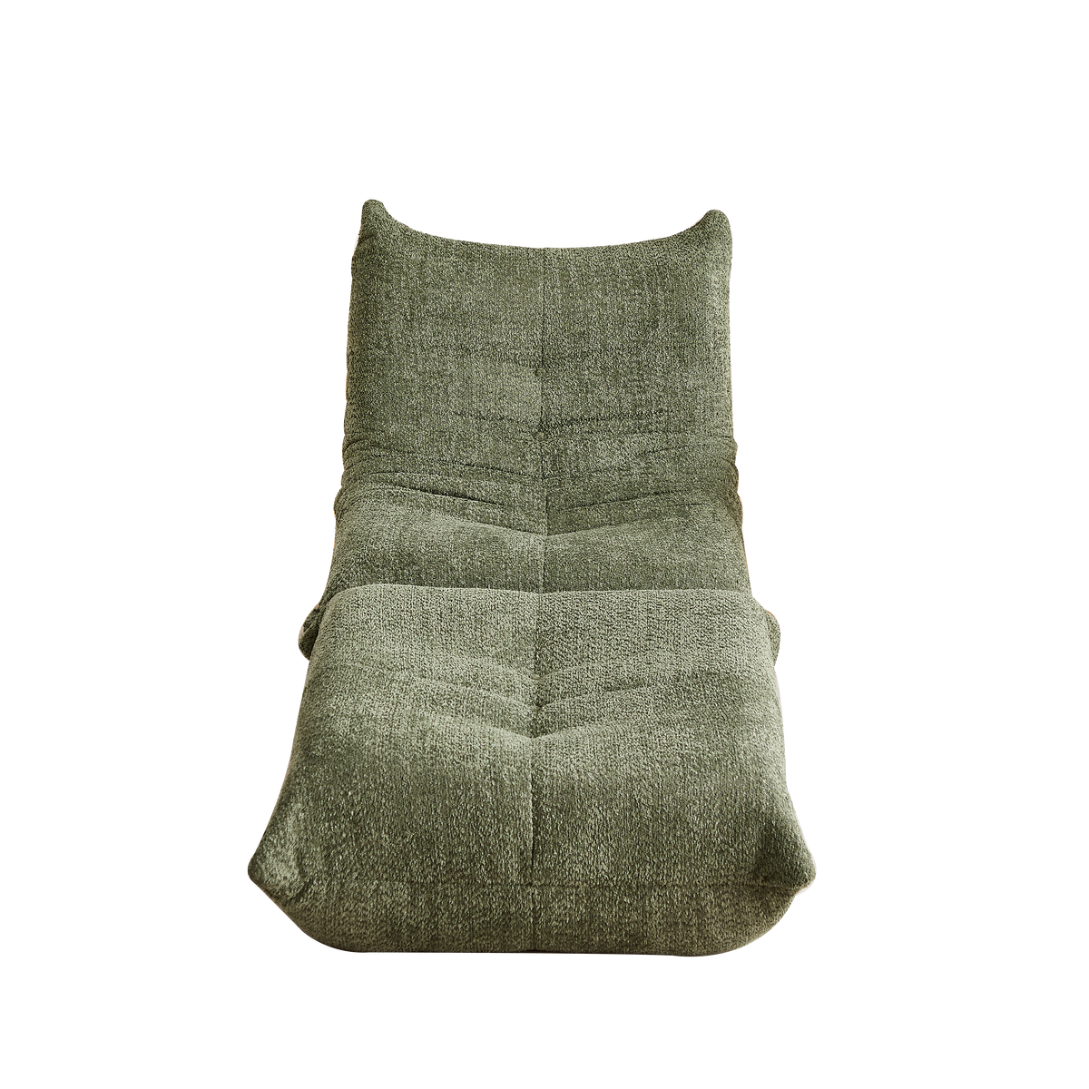 Chenille Togo Sofa with Footrest, Floor Lounge Chair with Memory Foam, Chenille Fabric