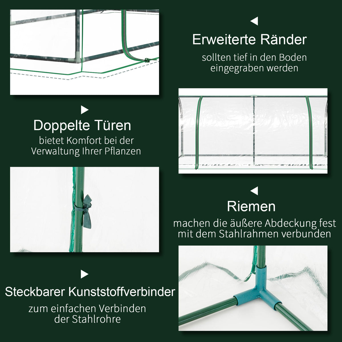 Greenhouse Cold Frame Plant House with Door, 200 x 100 x 80 cm, Steel/Plastic Green
