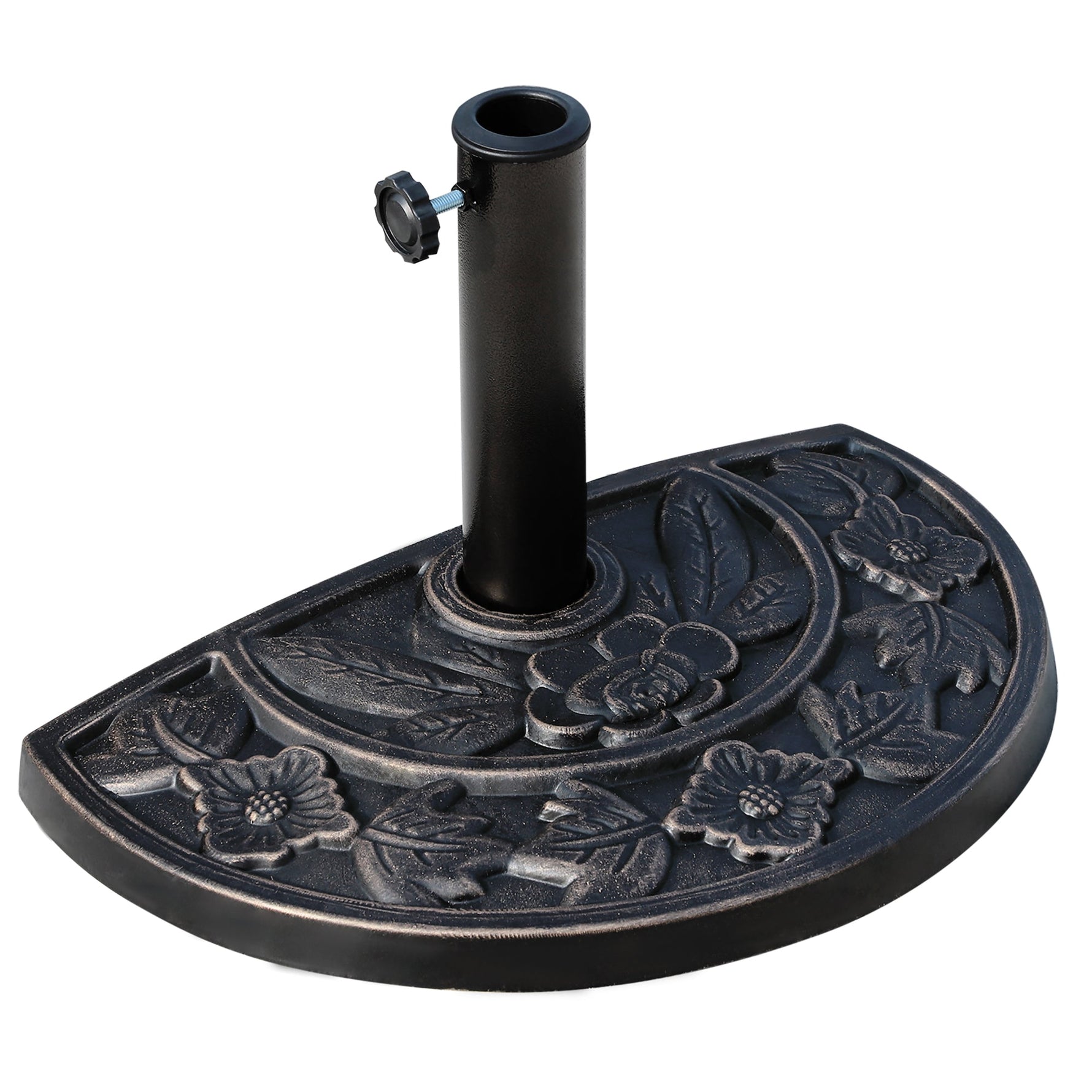 Semi-circular Parasol Base 50x31x32cm Stable Resin/Stainless Steel Bronze