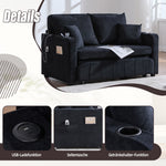 Multifunctional Sofa Bed, Foldable Pull-Out, USB Charging, Cup Holder, Fabric