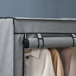 Wardrobe Fabric, Foldable with Zipper, Light Grey