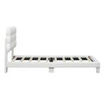 Upholstered Bed 90x200cm Triple Adjustable Headboard - White