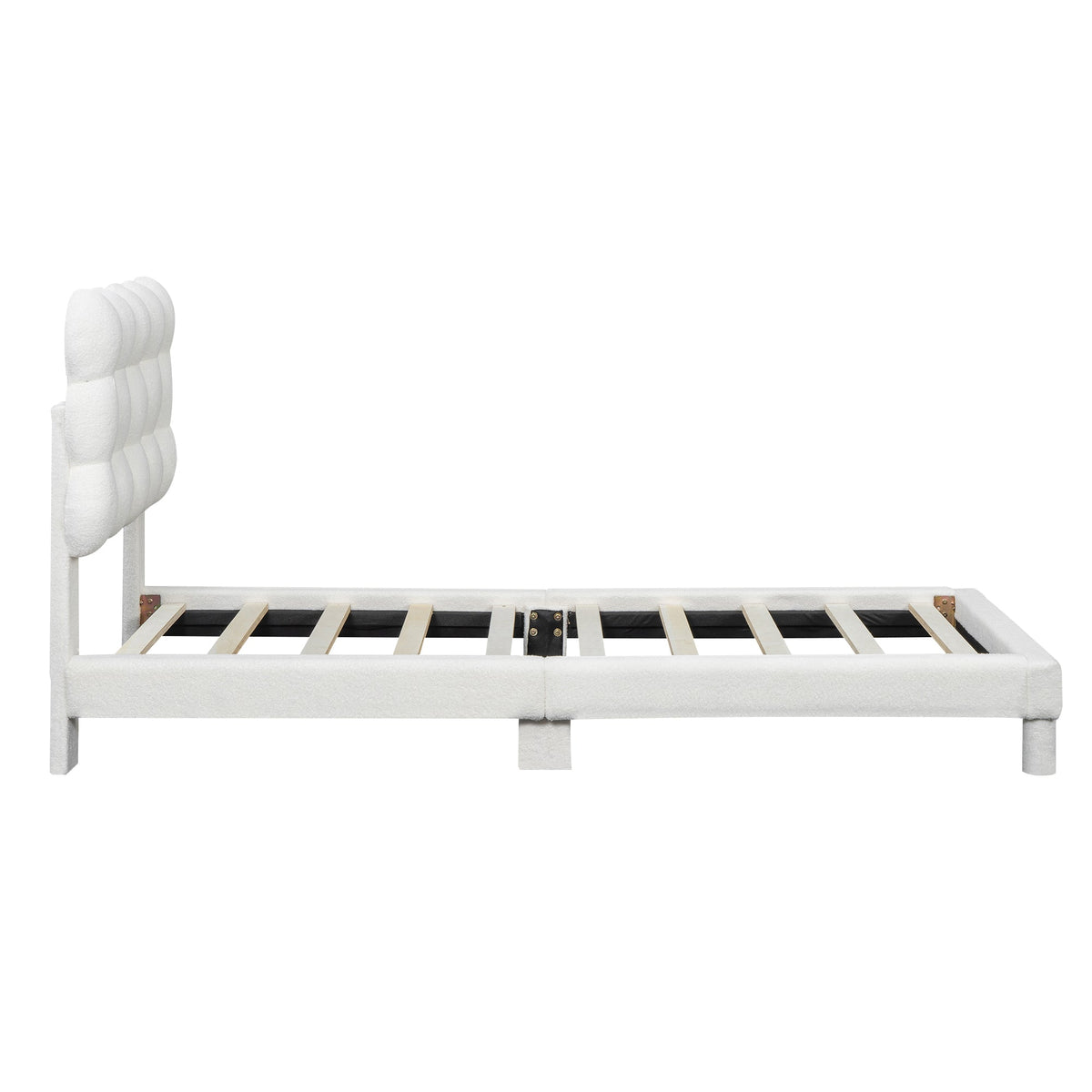 Upholstered Bed 90x200cm Triple Adjustable Headboard - White