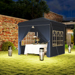 Pavilion Pop-up Folding 2.5x2.5m Water-Repellent UV 50+ with 4 Side Panels, Dark Blue