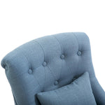 TV Armchair, Back Cushion Raised Feet, Blue Linen