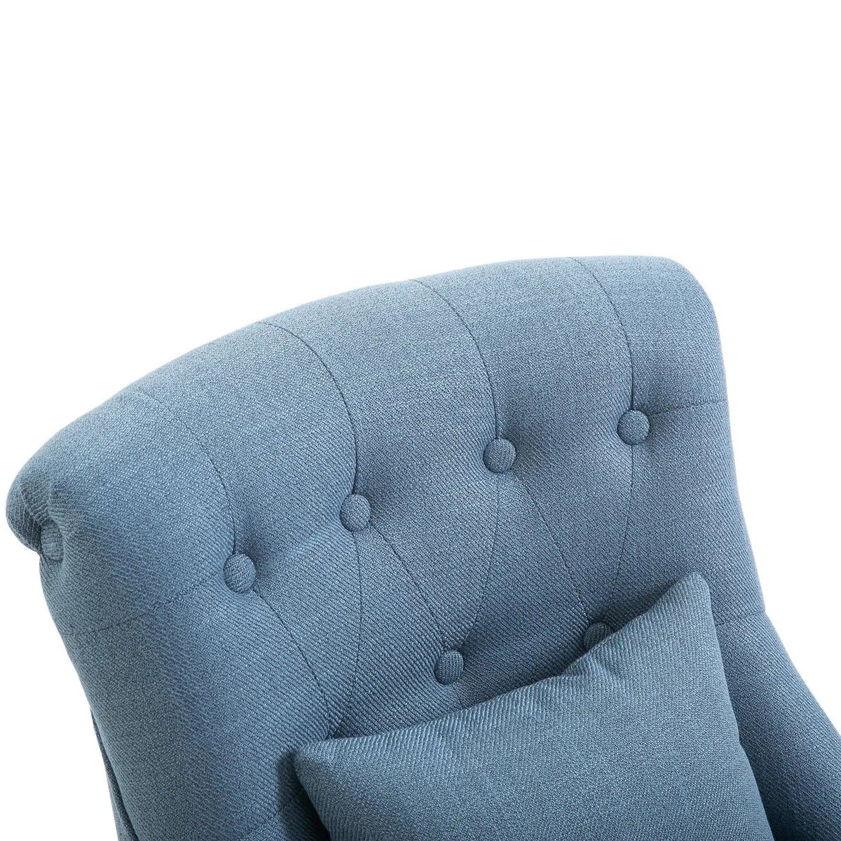 TV Armchair, Back Cushion Raised Feet, Blue Linen