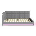 Upholstered Sofa Bed, 140x200 Multifunctional with LED & USB, Gray Velvet