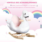 Rocking horse for children, cuddly rocking animal, pink and white