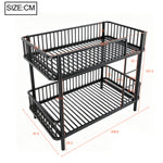 Metal Bunk Bed 90x200 Space-Saving Safety Railing, Black
