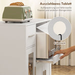 Mobile Kitchen Cabinet with Drawers, Shelves & Cable Hole - White