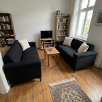 Sofa Set 2-Piece 172cm Space-Saving Metal Legs - Black Fabric