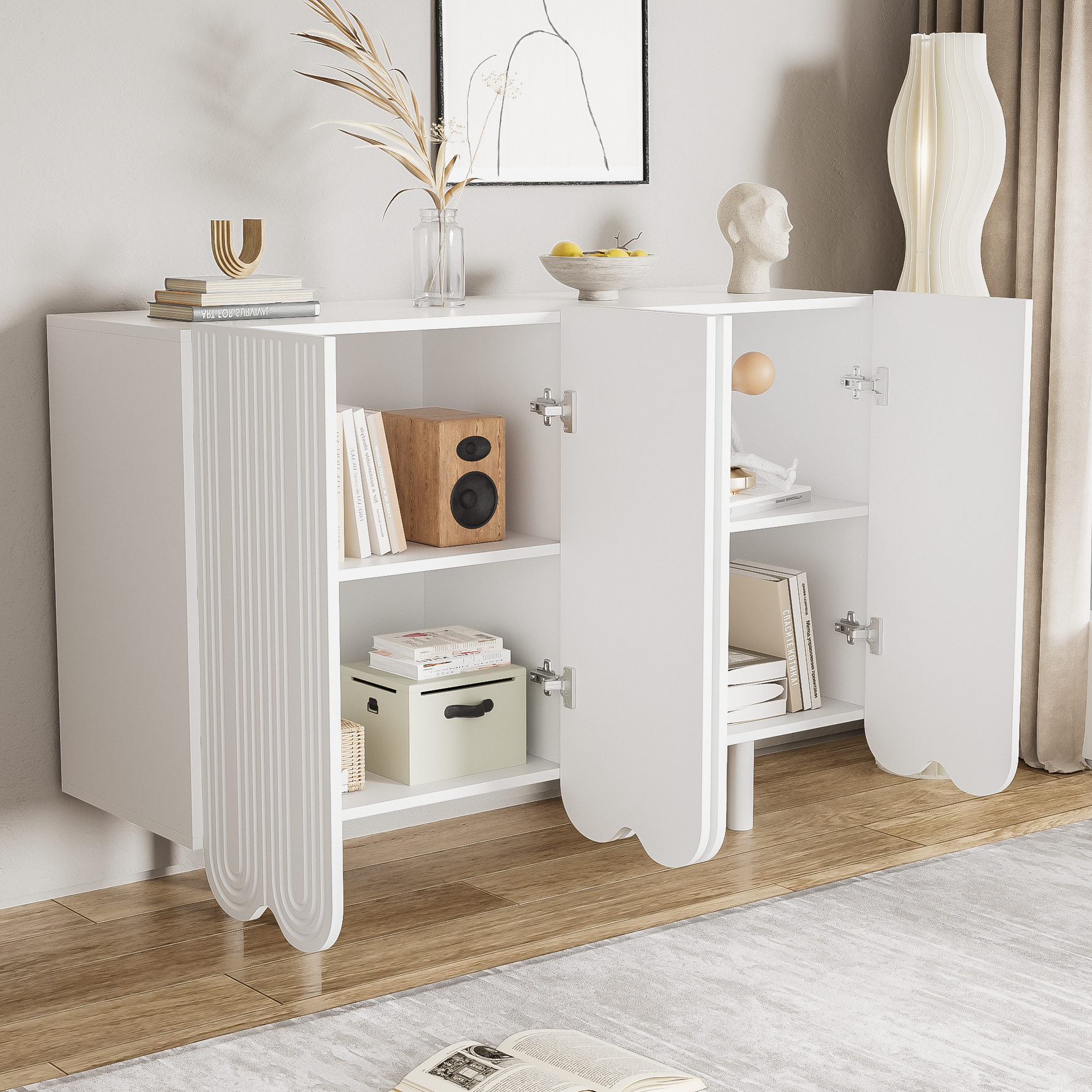 Sideboard with Teardrop Molded Doors and Buffer Hinges