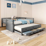 Bunk Bed House Bed 90x200cm Pull-out Bed Ladder and 3 Drawers Grey